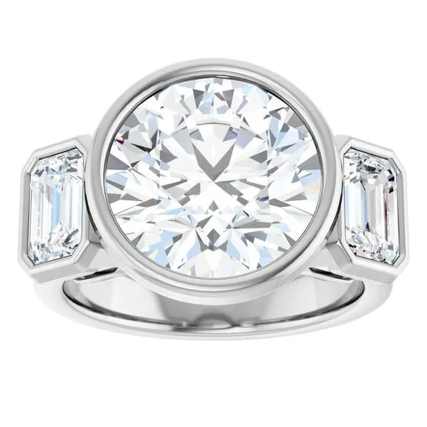 Bezel-Set Three-Stone Engagement Ring Image 3 Natale Jewelers Sewell, NJ