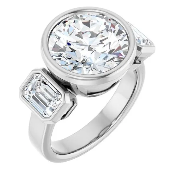 Bezel-Set Three-Stone Engagement Ring Futer Bros Jewelers York, PA