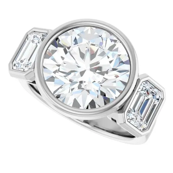 Bezel-Set Three-Stone Engagement Ring Image 5 Hudson Valley Goldsmith New Paltz, NY