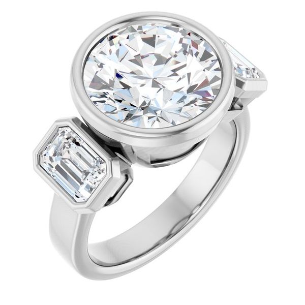 Bezel-Set Three-Stone Engagement Ring