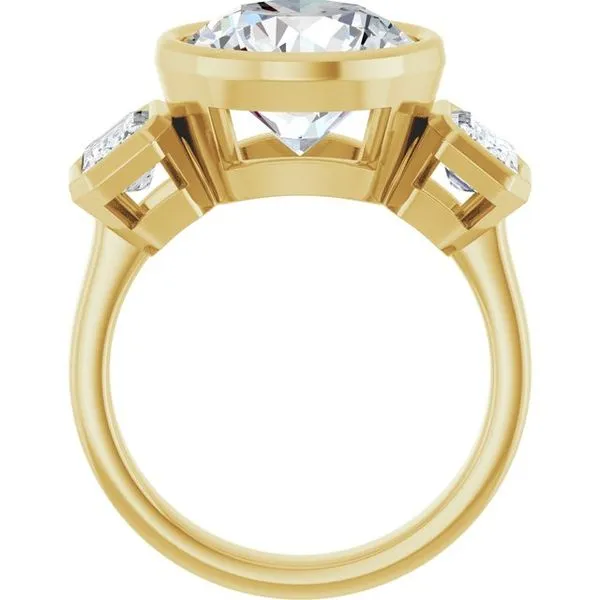 Bezel-Set Three-Stone Engagement Ring Image 2 JF Jones Jewelers Rochester, NY