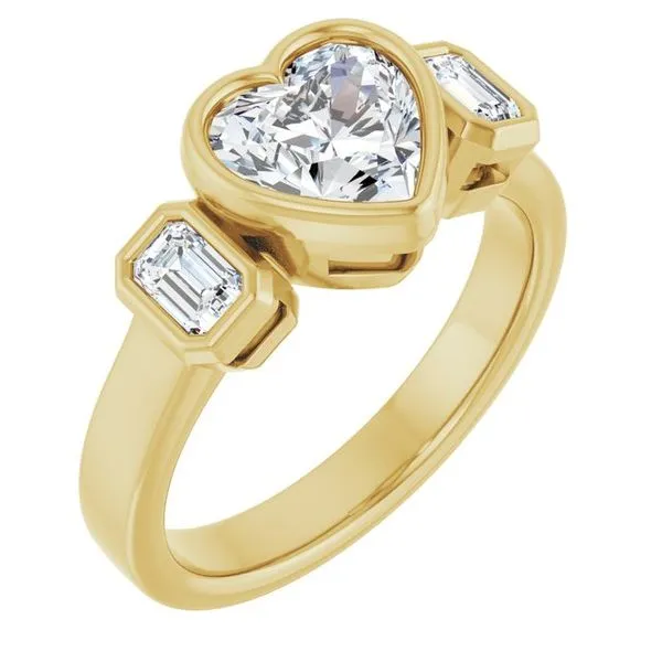 Bezel-Set Three-Stone Engagement Ring The Jewelry Source El Segundo, CA