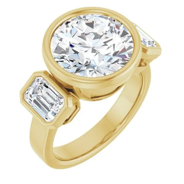 Bezel-Set Three-Stone Engagement Ring Shipley's Fine Jewelry Hampstead, MD