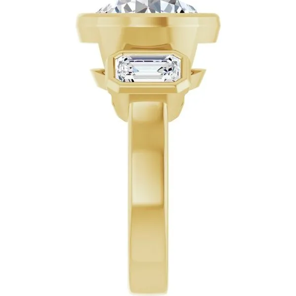 Bezel-Set Three-Stone Engagement Ring Image 4 Shipley's Fine Jewelry Hampstead, MD