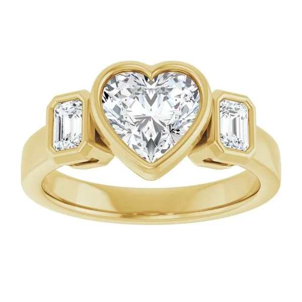 Bezel-Set Three-Stone Engagement Ring Image 3 JF Jones Jewelers Rochester, NY