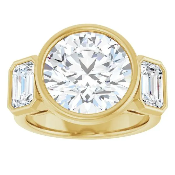 Bezel-Set Three-Stone Engagement Ring Image 3 Clater Jewelers Louisville, KY