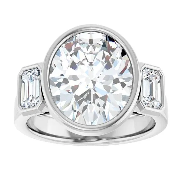Bezel-Set Three-Stone Engagement Ring Image 3 Northwood Jewelers Northwood, OH