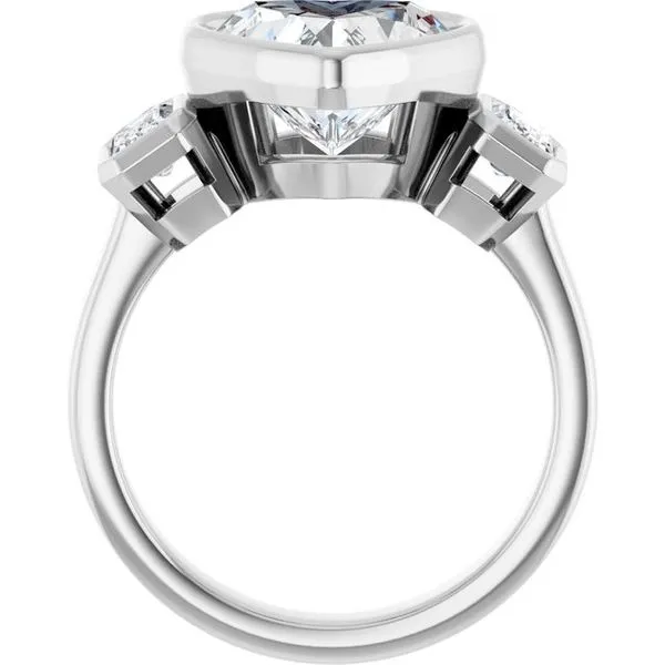 Bezel-Set Three-Stone Engagement Ring Image 2 Austin's Fine Diamonds & Jewelry Lyndhurst, NJ