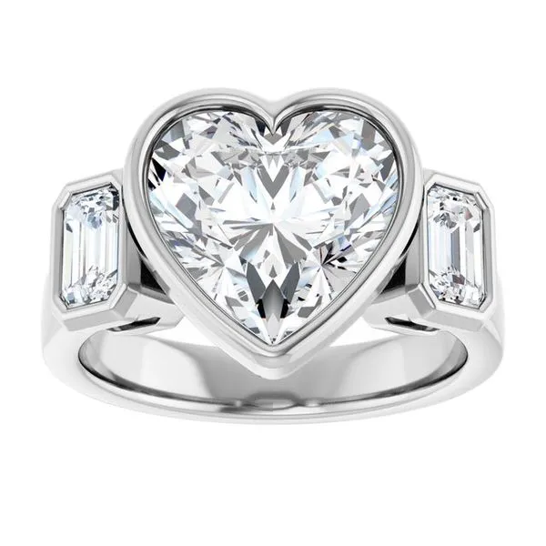 Bezel-Set Three-Stone Engagement Ring Image 3 Michael Szwed Jewelers Longmeadow, MA