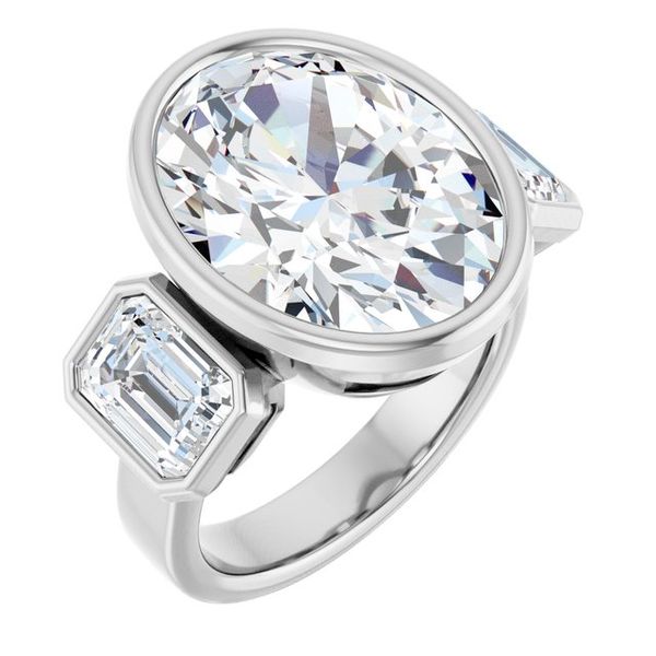 Bezel-Set Three-Stone Engagement Ring
