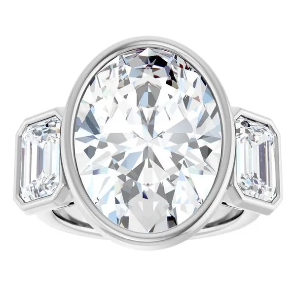 Bezel-Set Three-Stone Engagement Ring Image 3 Austin's Fine Diamonds & Jewelry Lyndhurst, NJ