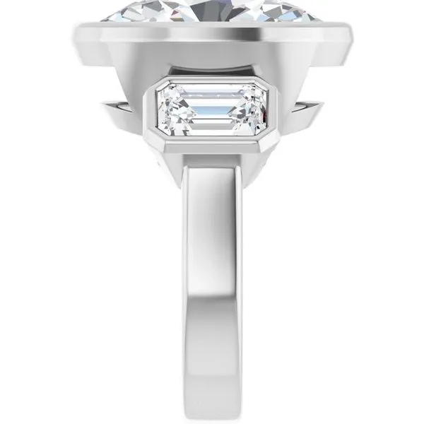 Bezel-Set Three-Stone Engagement Ring Image 4 Austin's Fine Diamonds & Jewelry Lyndhurst, NJ