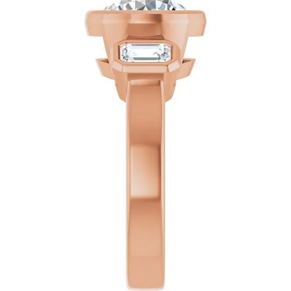 Bezel-Set Three-Stone Engagement Ring Image 4 J. West Jewelers Round Rock, TX