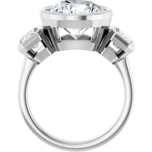 Bezel-Set Three-Stone Engagement Ring Image 2 J. West Jewelers Round Rock, TX