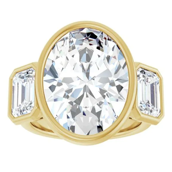 Bezel-Set Three-Stone Engagement Ring Image 3 The Jewelry Source El Segundo, CA