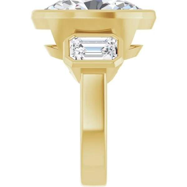 Bezel-Set Three-Stone Engagement Ring Image 4 JF Jones Jewelers Rochester, NY