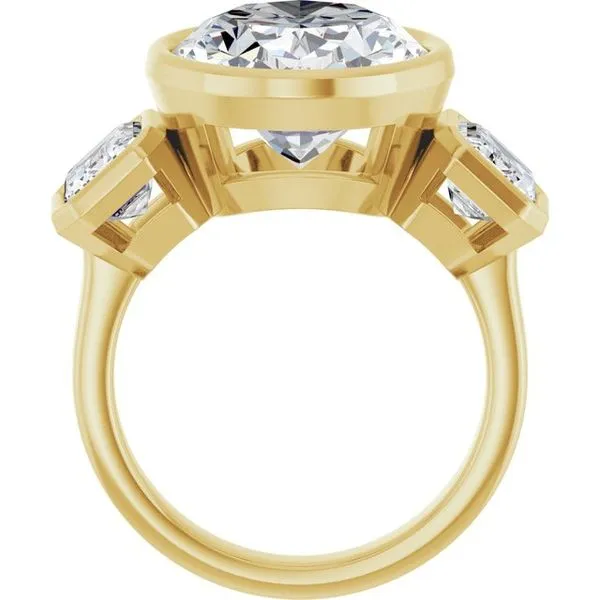 Bezel-Set Three-Stone Engagement Ring Image 2 Vulcan's Forge LLC KANSAS CITY, MO