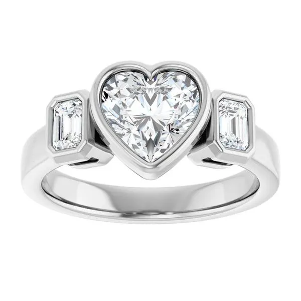 Bezel-Set Three-Stone Engagement Ring Image 3 Stuart Benjamin & Co. Jewelry Designs San Diego, CA