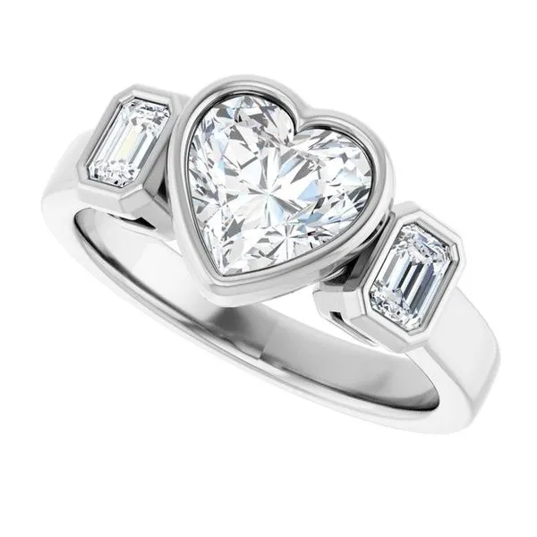 Bezel-Set Three-Stone Engagement Ring Image 5 J. Thomas Jewelers Rochester Hills, MI