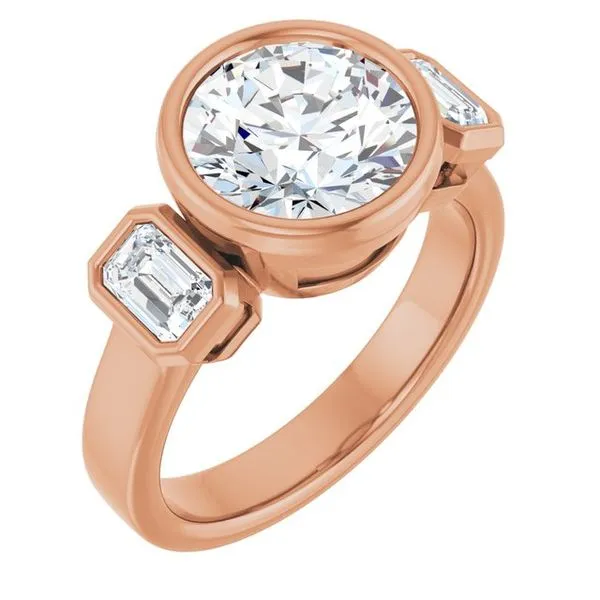 Bezel-Set Three-Stone Engagement Ring Hudson Valley Goldsmith New Paltz, NY