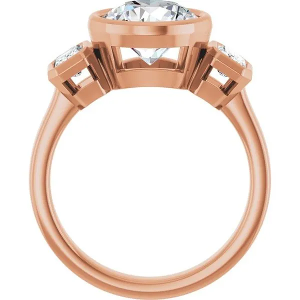 Bezel-Set Three-Stone Engagement Ring Image 2 The Jewelry Source El Segundo, CA