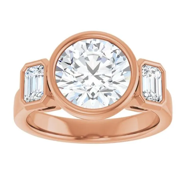 Bezel-Set Three-Stone Engagement Ring Image 3 Arezzo Jewelers Elmwood Park, IL