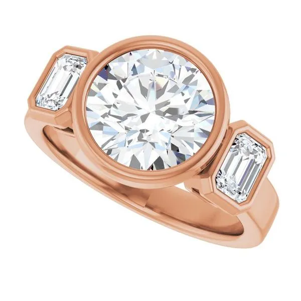 Bezel-Set Three-Stone Engagement Ring Image 5 JF Jones Jewelers Rochester, NY