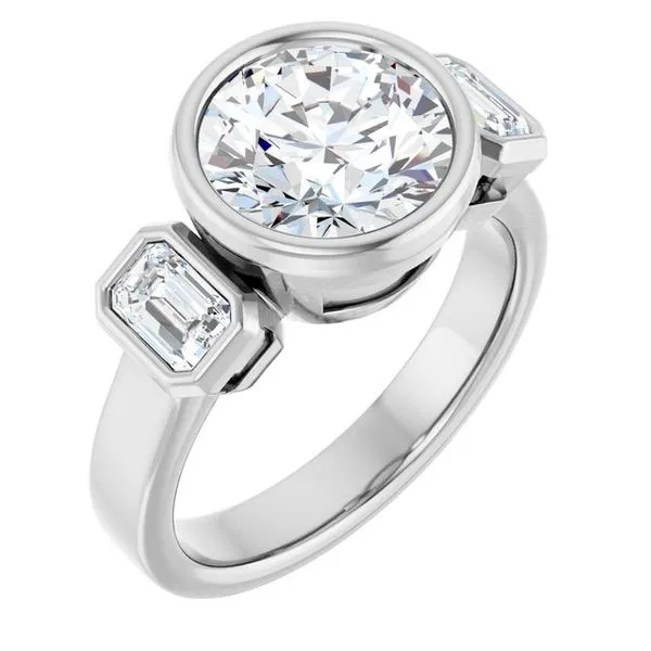 Bezel-Set Three-Stone Engagement Ring J. West Jewelers Round Rock, TX