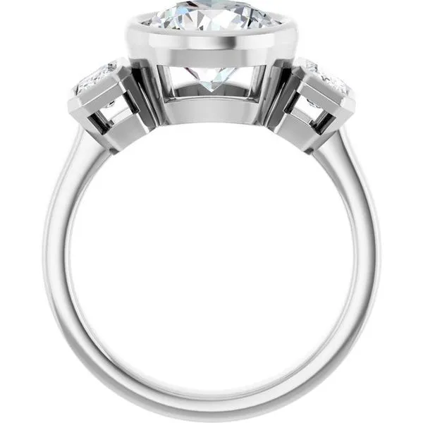 Bezel-Set Three-Stone Engagement Ring Image 2 Stuart Benjamin & Co. Jewelry Designs San Diego, CA