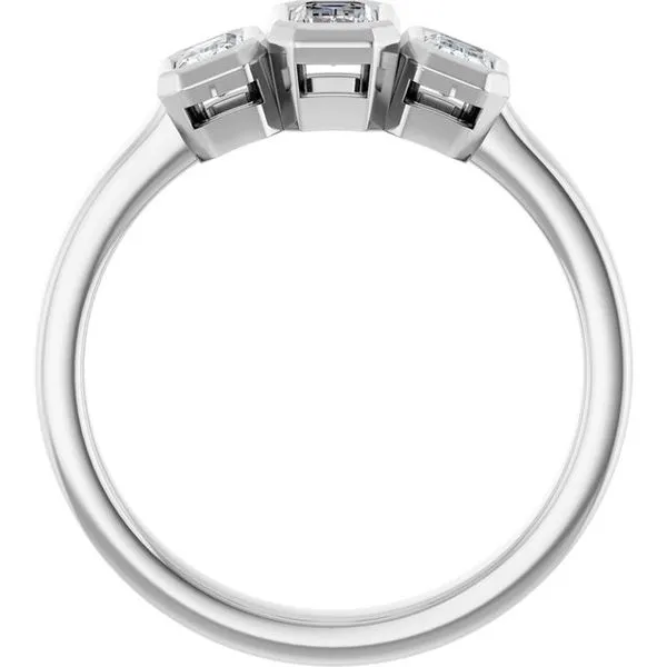 Bezel-Set Three-Stone Engagement Ring Image 2 The Jewelry Source El Segundo, CA