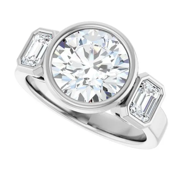 Bezel-Set Three-Stone Engagement Ring Image 5 Clater Jewelers Louisville, KY