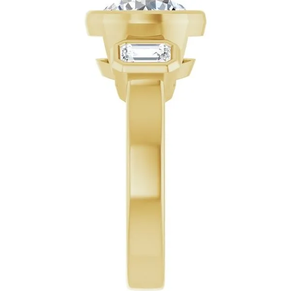 Bezel-Set Three-Stone Engagement Ring Image 4 Don's Jewelry & Design Washington, IA