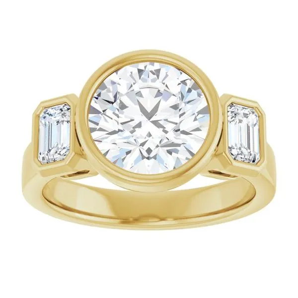 Bezel-Set Three-Stone Engagement Ring Image 3 Don's Jewelry & Design Washington, IA