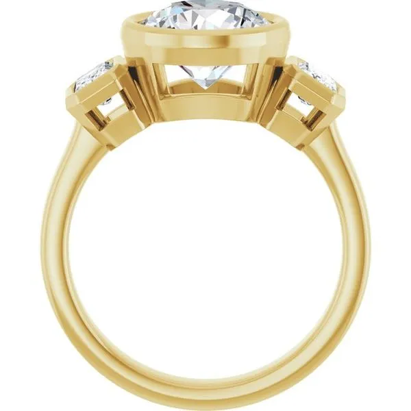Bezel-Set Three-Stone Engagement Ring Image 2 J. Thomas Jewelers Rochester Hills, MI