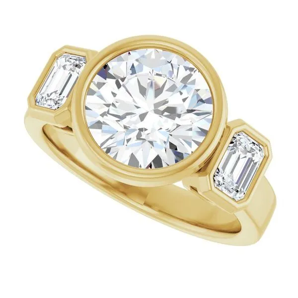 Bezel-Set Three-Stone Engagement Ring Image 5 Don's Jewelry & Design Washington, IA