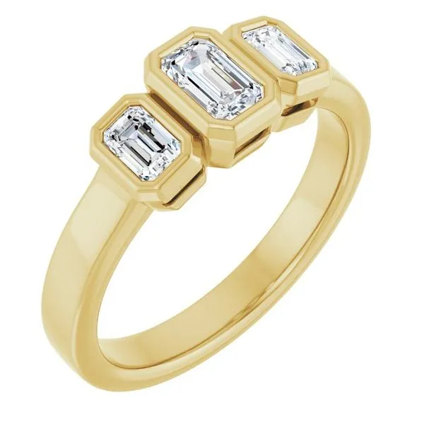 Bezel-Set Three-Stone Engagement Ring J. West Jewelers Round Rock, TX