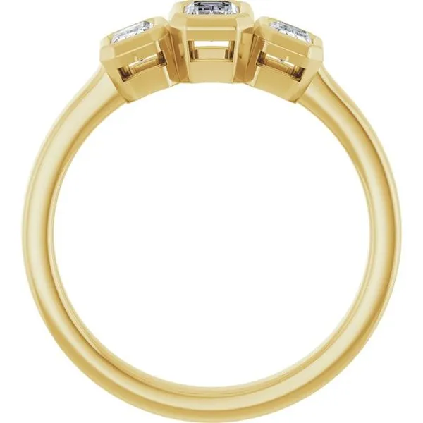 Bezel-Set Three-Stone Engagement Ring Image 2 J. West Jewelers Round Rock, TX