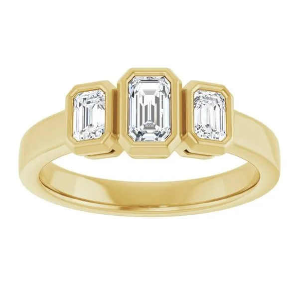 Bezel-Set Three-Stone Engagement Ring Image 3 Clater Jewelers Louisville, KY