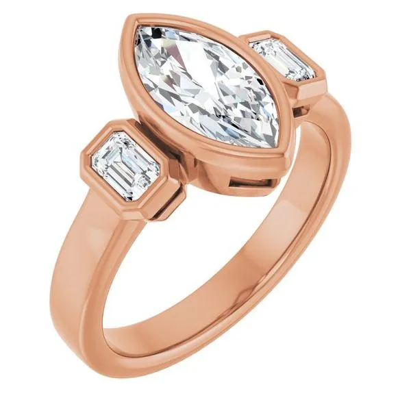 Bezel-Set Three-Stone Engagement Ring J. West Jewelers Round Rock, TX