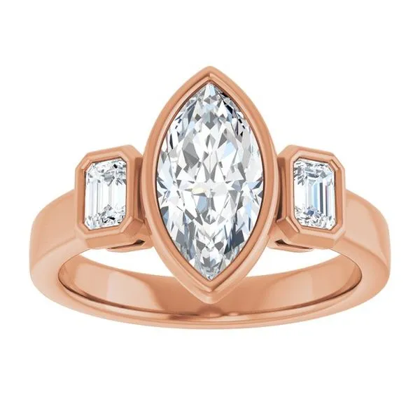 Bezel-Set Three-Stone Engagement Ring Image 3 Vulcan's Forge LLC KANSAS CITY, MO