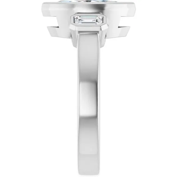 Bezel-Set Three-Stone Engagement Ring Image 4 Hudson Valley Goldsmith New Paltz, NY