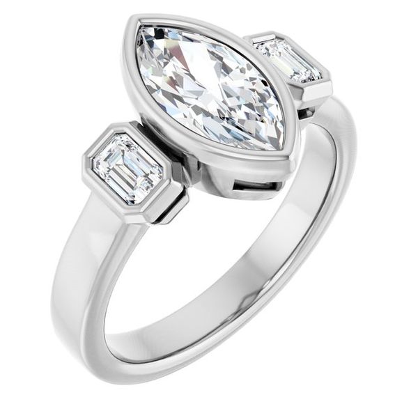 Bezel-Set Three-Stone Engagement Ring