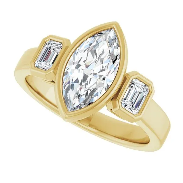 Bezel-Set Three-Stone Engagement Ring Image 5 Clater Jewelers Louisville, KY