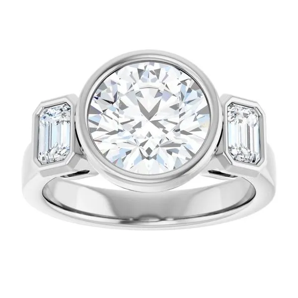 Bezel-Set Three-Stone Engagement Ring Image 3 Northwood Jewelers Northwood, OH