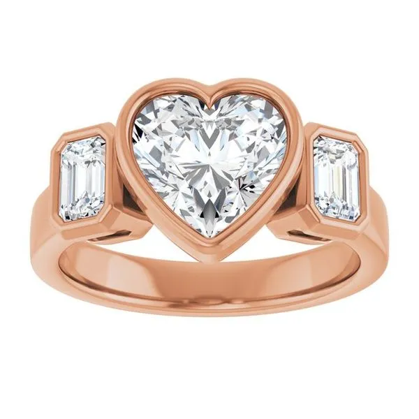 Bezel-Set Three-Stone Engagement Ring Image 3 JF Jones Jewelers Rochester, NY