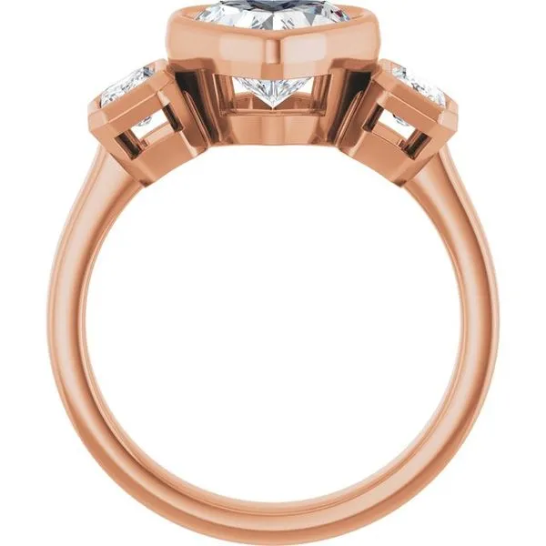 Bezel-Set Three-Stone Engagement Ring Image 2 Michael Szwed Jewelers Longmeadow, MA