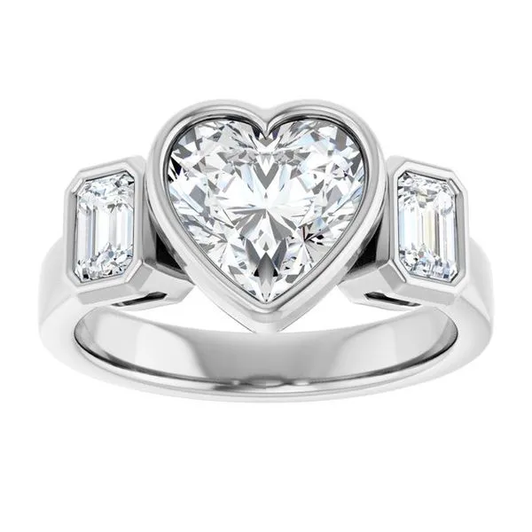 Bezel-Set Three-Stone Engagement Ring Image 3 Michael Szwed Jewelers Longmeadow, MA