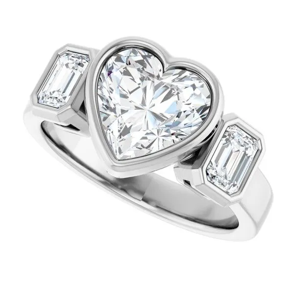 Bezel-Set Three-Stone Engagement Ring Image 5 Shipley's Fine Jewelry Hampstead, MD