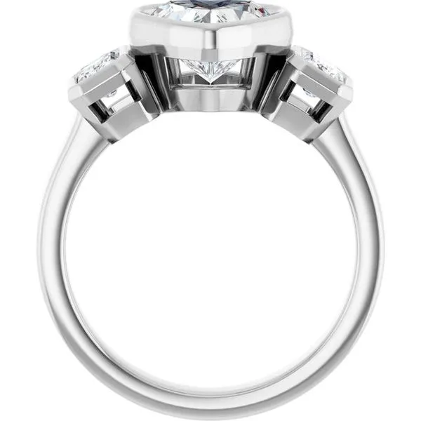 Bezel-Set Three-Stone Engagement Ring Image 2 J. Thomas Jewelers Rochester Hills, MI