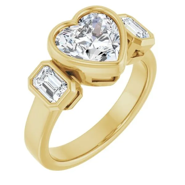 Bezel-Set Three-Stone Engagement Ring J. West Jewelers Round Rock, TX